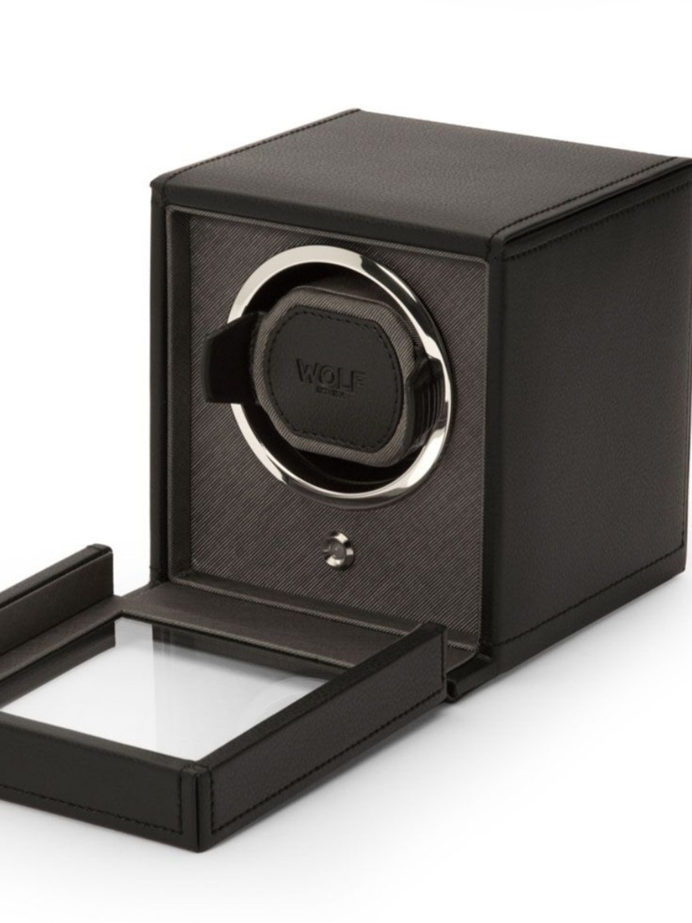 WOLF Cub Single Watch Winder With Cover Black Watch Winder